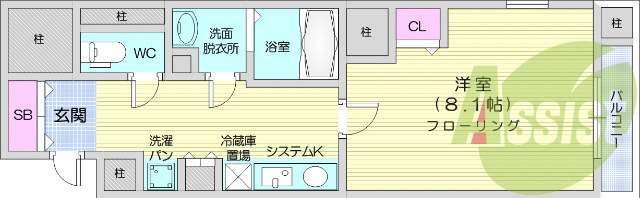 1K、インターネット無料、エアコン、HIコンロ付き