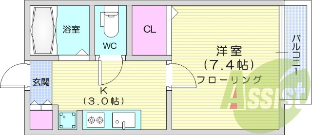 お写真は101号室のものです。参考にしてくださいませ。