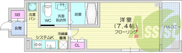 1K・オートロック、防犯カメラ、宅配BOX、エアコン