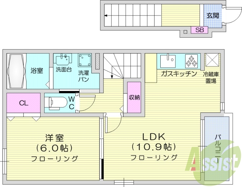 1LDK、浴室乾燥機、追い焚き、トランクルーム
