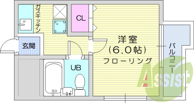 １K、ペット飼育可、バストイレ別、エレベーター、都市ガス