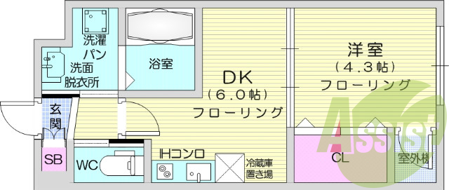 １ＤＫ・床暖房・ＩＨ・エアコン・浴室乾燥機