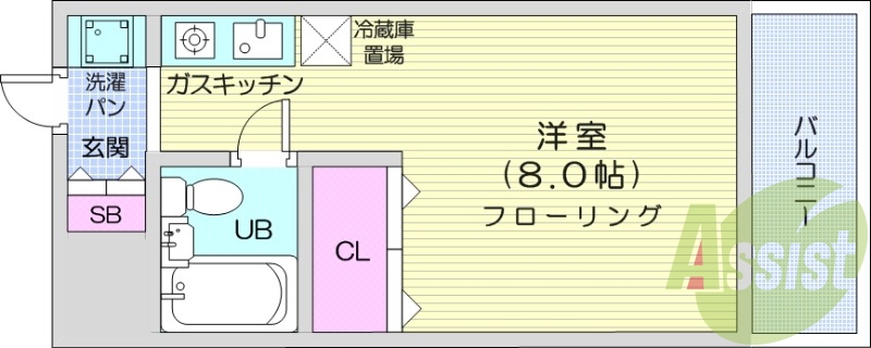 ワンルーム、モニター付きインターホン、バストイレ別。