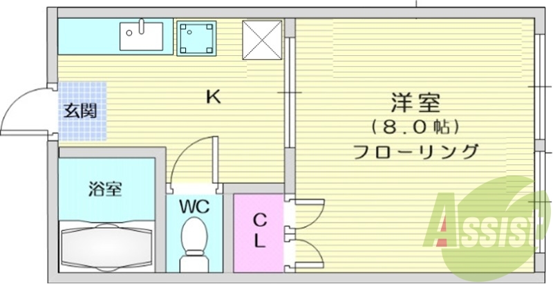 1K、給湯器、ウォシュレット、暖房便座、バス、トイレ別