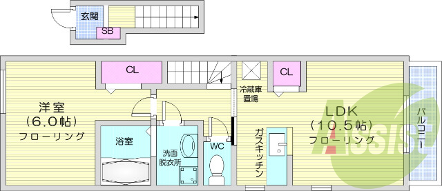 １ＬＤＫ・エアコン・独立洗面・シューズボックス