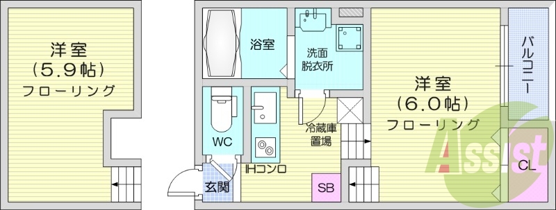 １K、ロフト、インターネット無料、防犯シャッター、エアコン