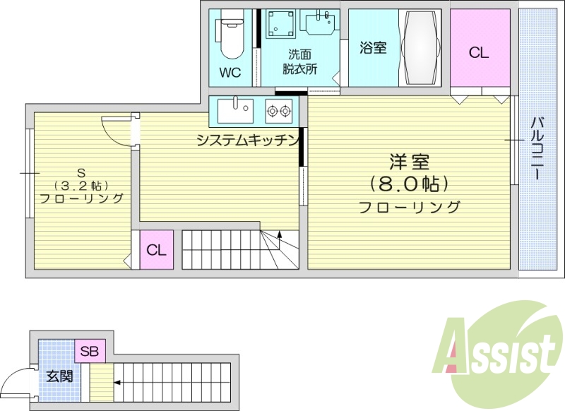 1SK、洋室、バルコニー、インターネット無料、物置、追い焚き