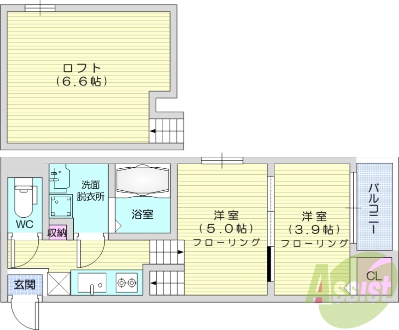 2K、浴室乾燥機、温水洗浄便座、エアコン、インターネット無料