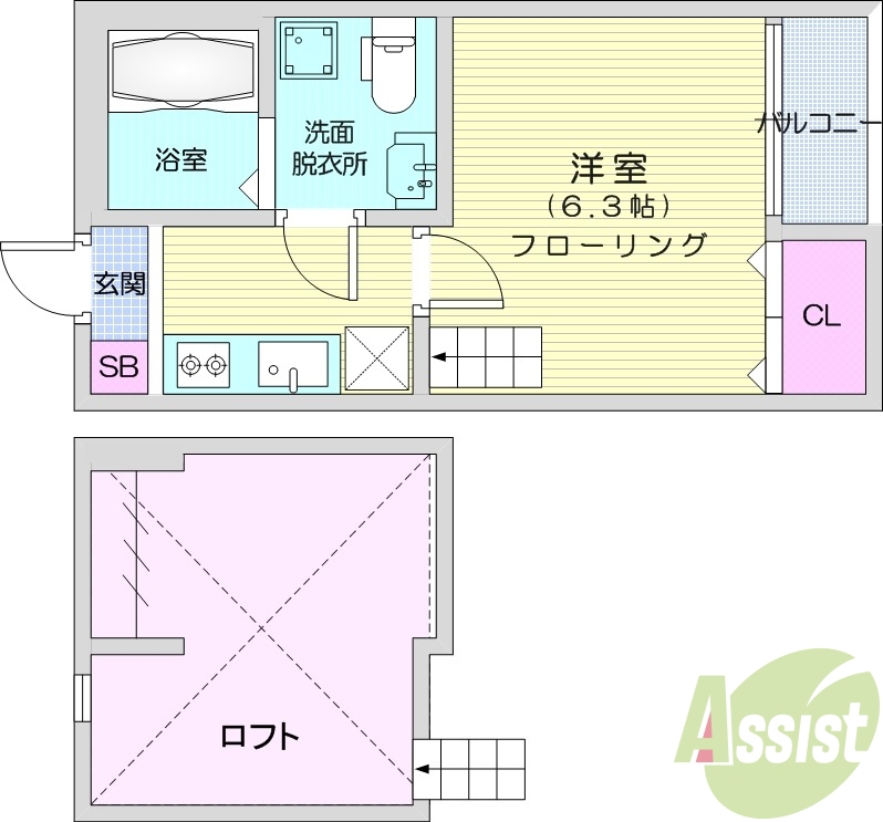 １K、追い焚き機能、インターネット無料、独立洗面台