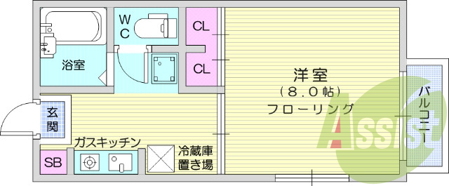 1K、バストイレ別、モニター付きインターホン、追い焚き