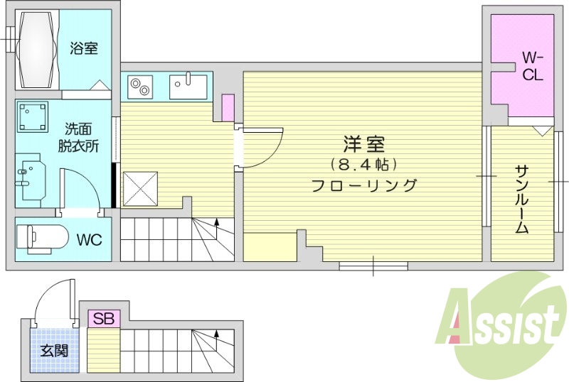 1K、ネット無料、エアコン、浴室乾燥機、ペット可