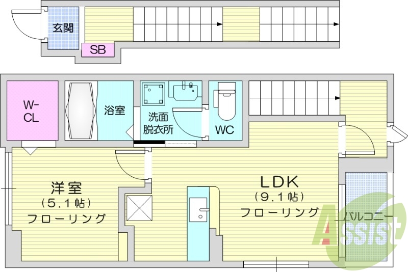 1LDK、ネット無料、エアコン、浴室乾燥機、ペット可