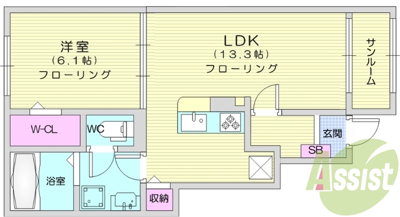 1LDK、ペット可、浴室乾燥機、追い焚き、宅配ボックス