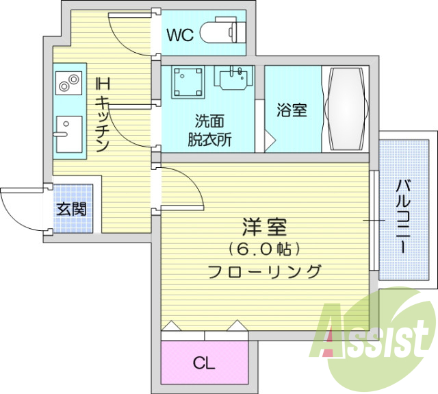 1K、エアコン、バストイレ別、IHクッキングヒーター