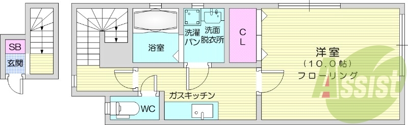 1LDK、浴室乾燥、シャンプードレッサー