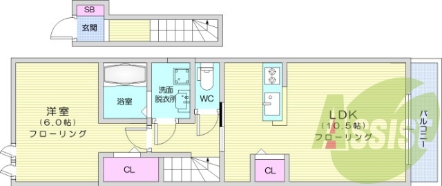 1LDK、浴室乾燥機付き、追い焚き機能付き