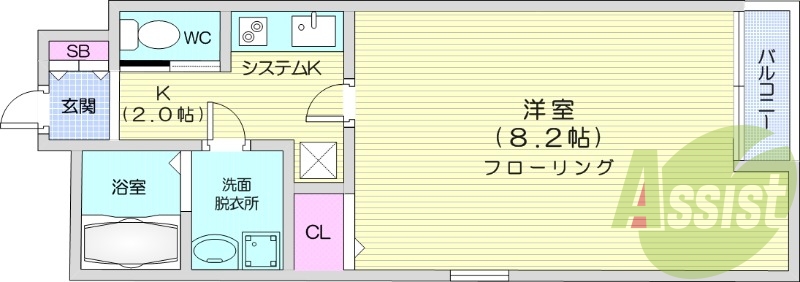 1K、エアコン、室内洗濯機置場、トイレ浴室別、クローゼット
