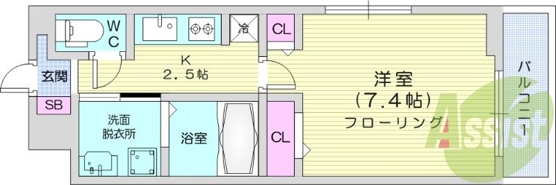 1K、防犯カメラ、宅配ボックス、インターネット使用料無料