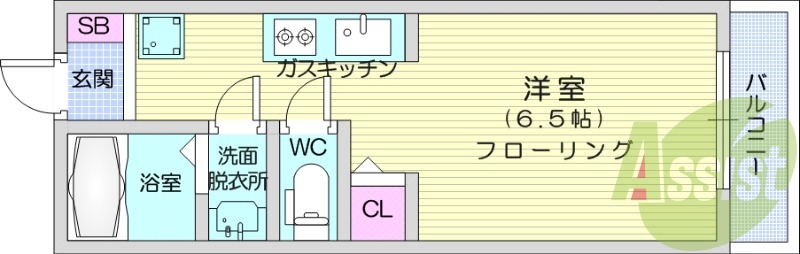1R、エアコン、室内洗濯機置き場、トイレ浴室別、収納