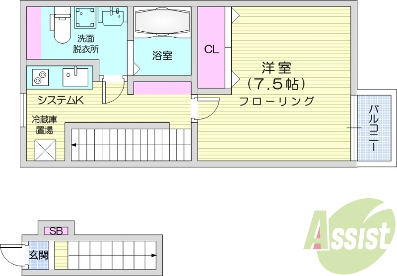 1K、バストイレ別、独立洗面台、温水洗浄便座
