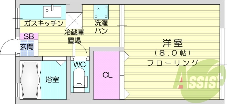1K、バストイレ別、岩沼駅徒歩圏内、モニターホン付き