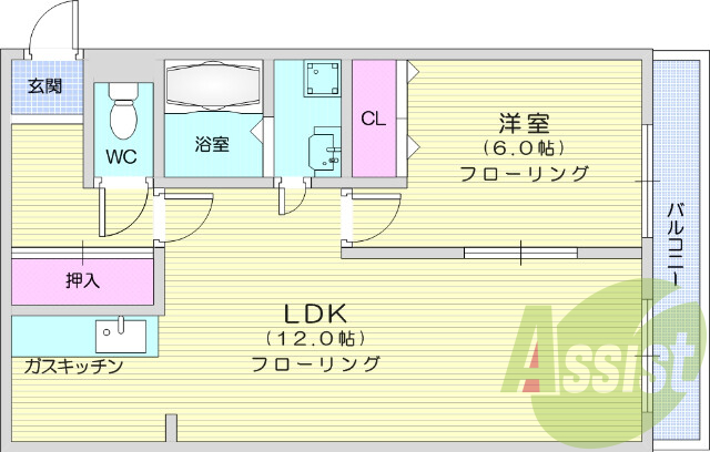 １LDK、館腰駅徒歩圏内、TVモニターホン付き