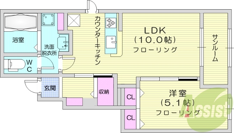 1LDK、ペット相談、エアコン、フローリング
