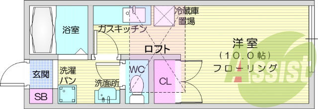 1K、エアコン、バストイレ別、独立洗面台