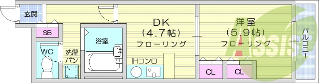 1ＤＫ、ＩＨつき、収納充実、バストイレ別