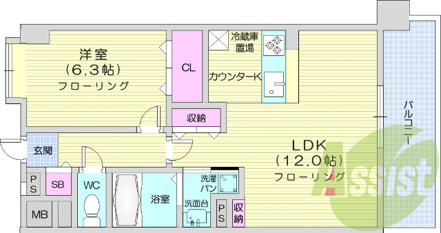 1LDK エアコン、浴室乾燥機、光ファイバー