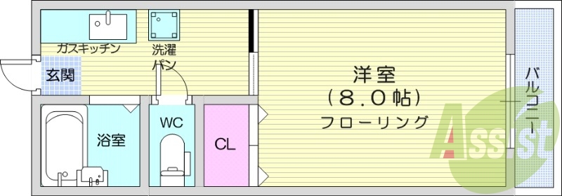 1K、エアコン、バストイレ別、モニター付インターホン