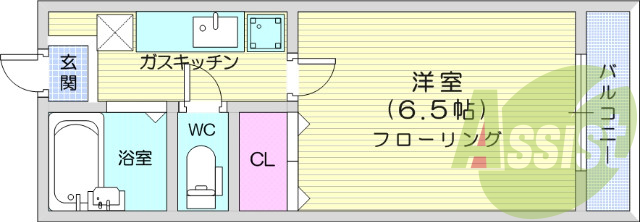1K、バス・トイレ別、ネット無料、バルコニー、エアコン