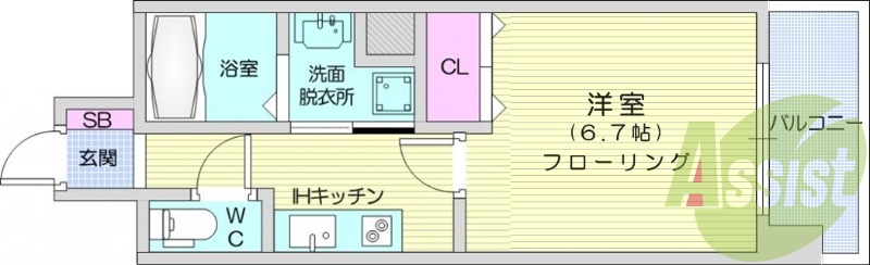 １K、オートロック、エレベーター、宅配BOX、防犯カメラ