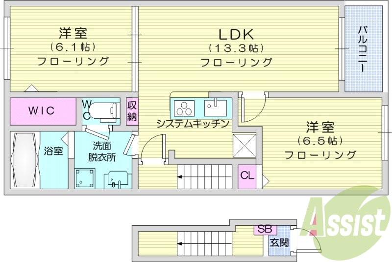 2LDK、ペット可、宅配ボックス、浴室乾燥機、追い焚き機能