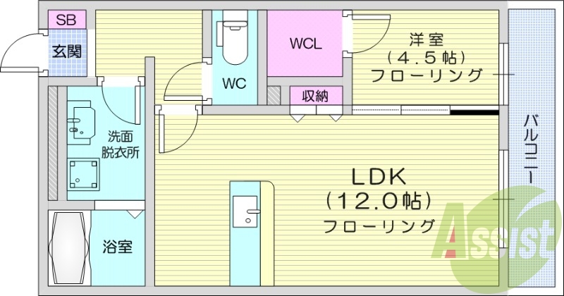 1LDK、オートロック、システムキッチン、インターネット無料