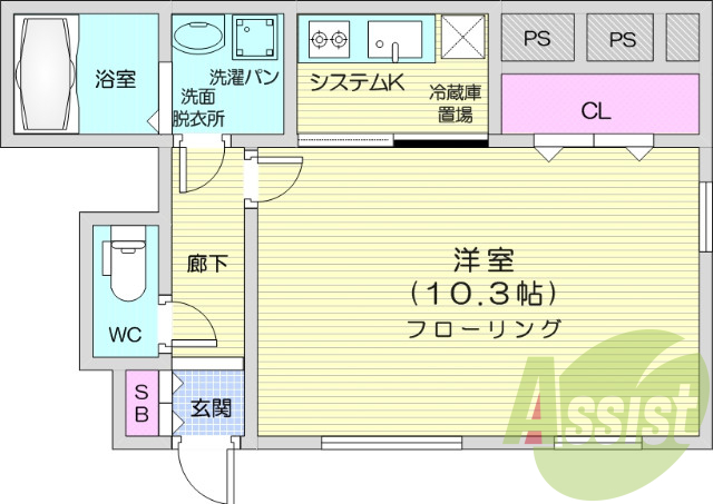 １K バストイレ別　ウォシュレットで快適。収納充実ですよ。