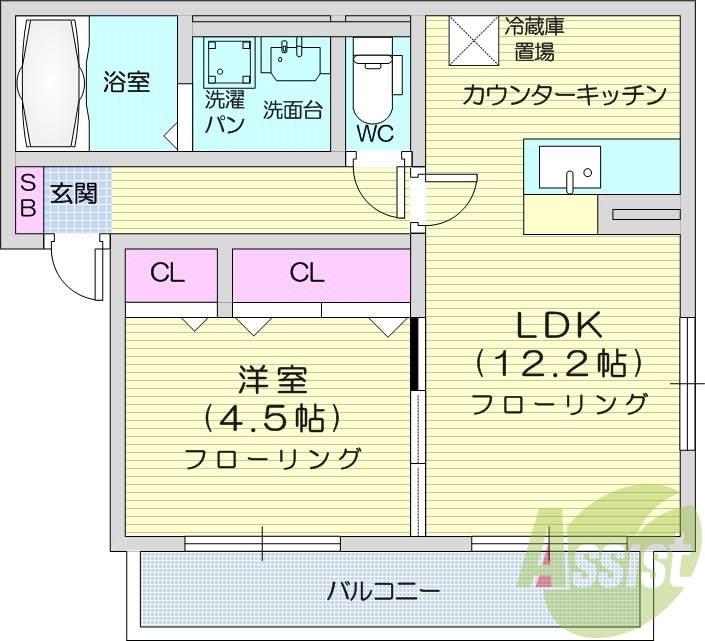 1LDK、BT別、追焚機能、独立洗面台、温水洗浄便座