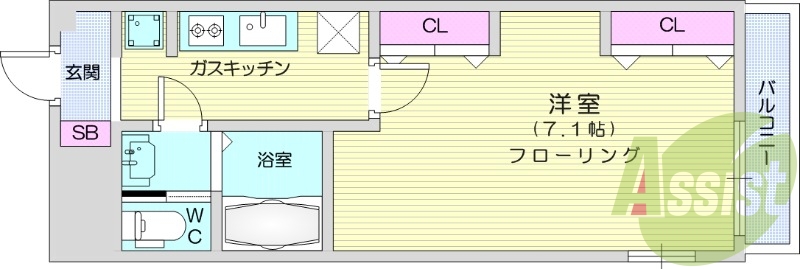 1K、システムキッチン、オートロック、追い炊き機能