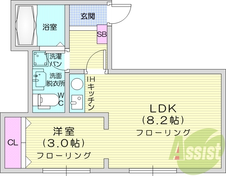 1DK、追い焚き機能、ネット無料、エアコン。