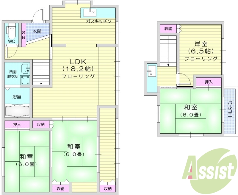 4LDK、ペット可、都市ガス、社宅可、追い焚き、駐車場付き