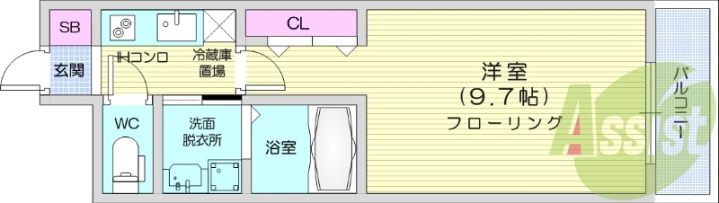 1K、独立洗面化粧台、浴室乾燥機、追い炊き機能付