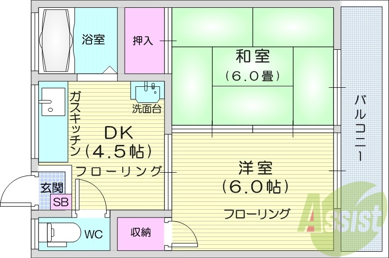 2DK、最寄り沿線仙山線、独立洗面台つき