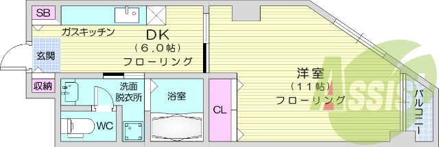 角部屋、モニター付きインターホン、都市ガス