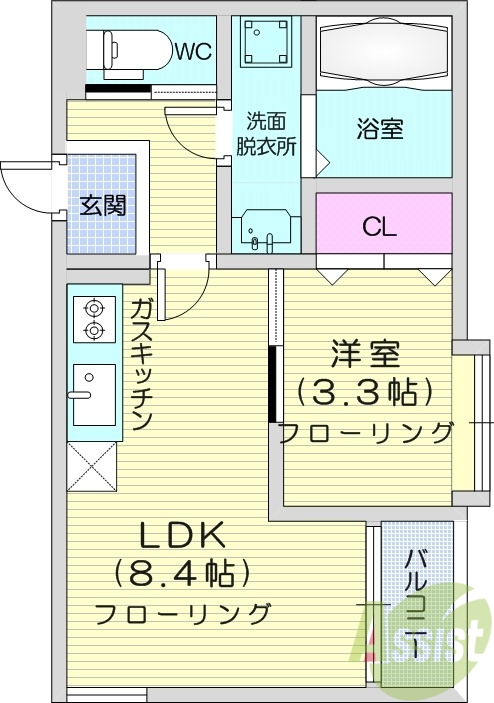 １LDK、エアコン、ネット使用料無料、浴室乾燥