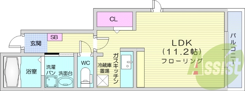 ワンルーム、バストイレ別、プロパン、追い焚き