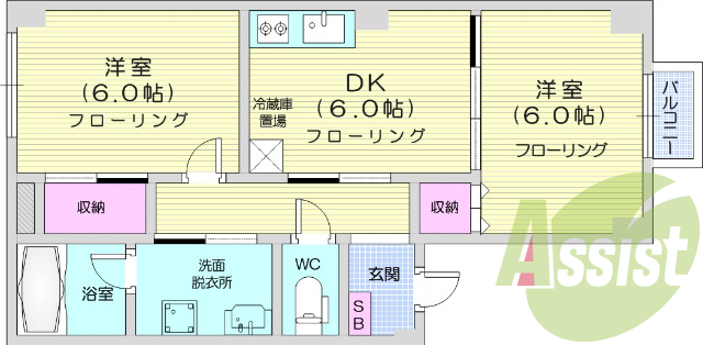 2DK、モニター付きインターフォン、ペット飼育相談
