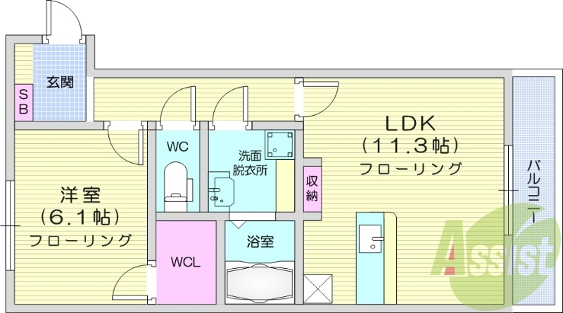 1LDK、オートロック、システムキッチン、インターネット無料