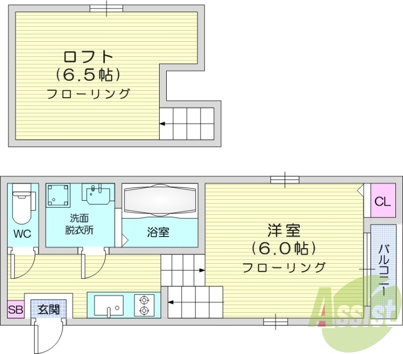1R、浴室乾燥機、インターネット無料、システムキッチン