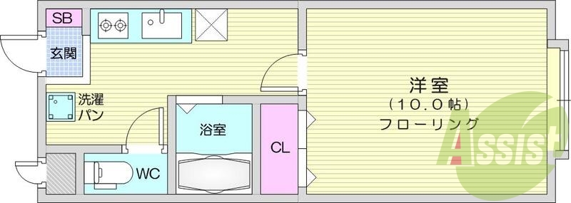 1ｋ、エアコン、室内洗濯機置場、トイレ浴室別、クローゼット