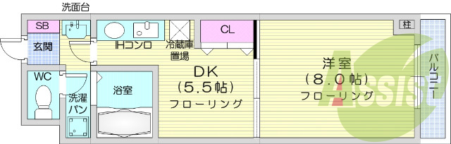 1DK、オートロック、エレベーター、オール電化